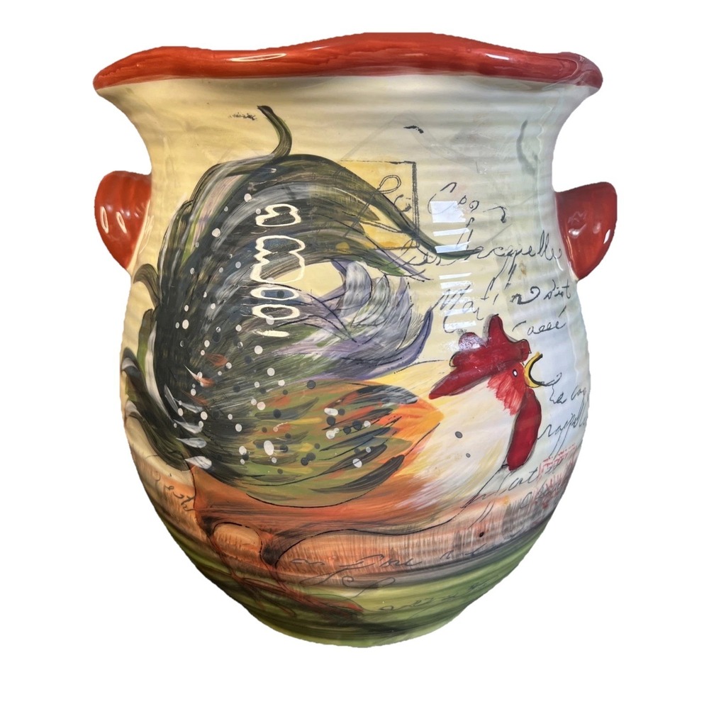 Le Rooster Pattern, Susan Winget by Certified International 9" canister‎ No Lid